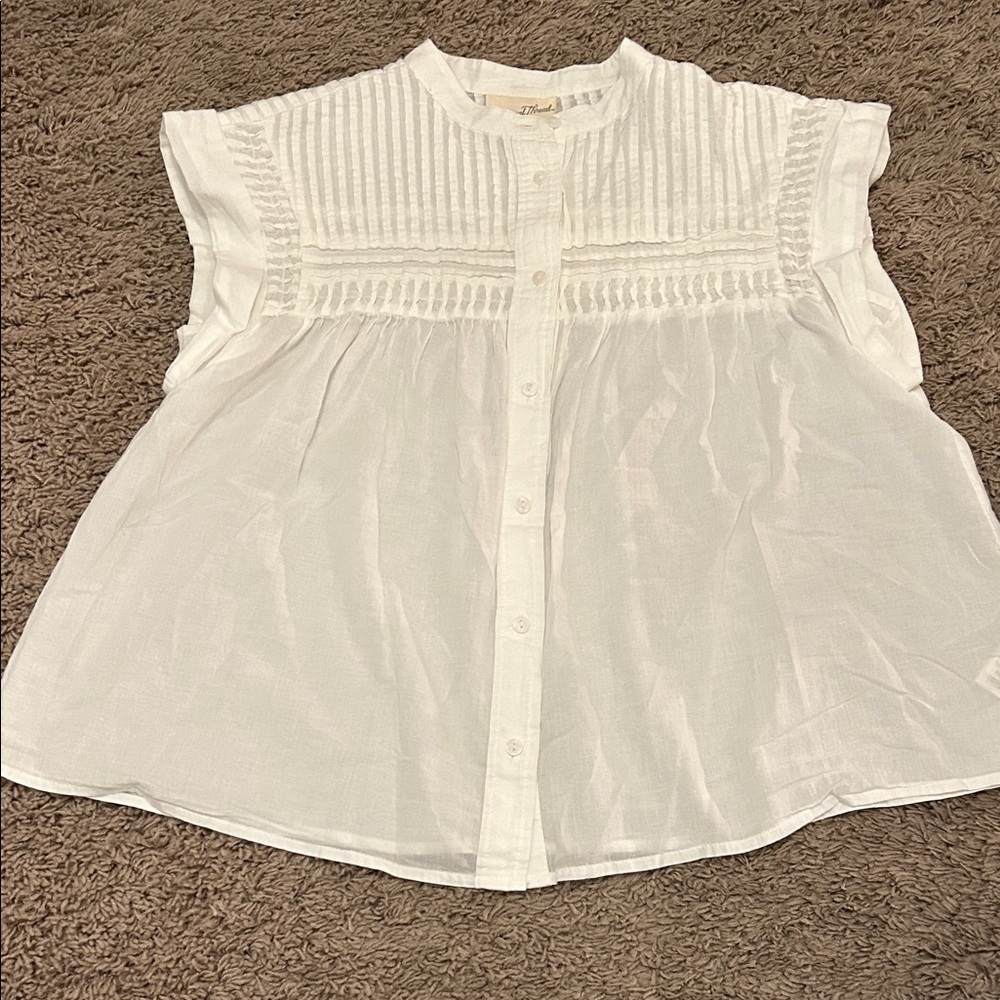 Universal Thread White Kids Blouse with Pleated Design
